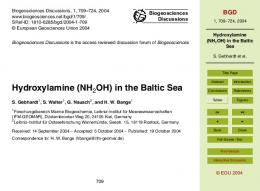 Hydroxylamine (NH2OH) in the Baltic Sea