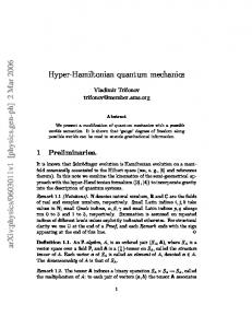 Hyper-Hamiltonian quantum mechanics