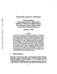 Hyperbolic quantum mechanics