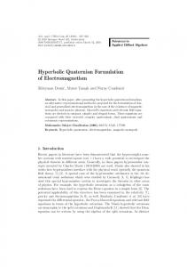 Hyperbolic Quaternion Formulation of Electromagnetism - Springer Link