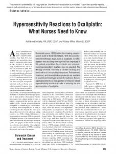 Hypersensitivity Reactions to Oxaliplatin: What Nurses Need to Know