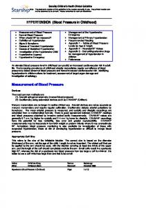 HYPERTENSION (Blood Pressure in Childhood)