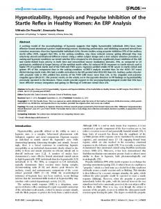 Hypnotizability, Hypnosis and Prepulse Inhibition ... - Semantic Scholar