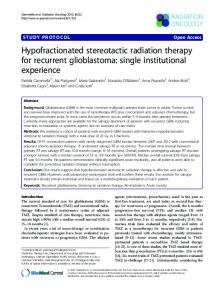 Hypofractionated stereotactic radiation therapy for ... - CiteSeerX