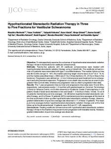 Hypofractionated Stereotactic Radiation Therapy in ...