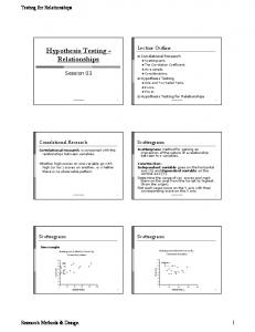 Hypothesis Testing - Relationships