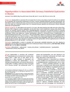 Hypothyroidism Is Associated With Coronary ... - Semantic Scholar