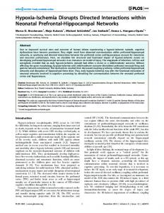 Hypoxia-Ischemia Disrupts Directed Interactions within ... - CiteSeerX