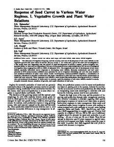 I. Vegetative Growth and Plant Water Relations