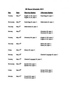 IB Exam Schedule 2011