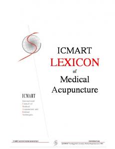 ICMART Lexicon of Medical Acupuncture