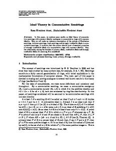 Ideal Theory in Commutative Semirings