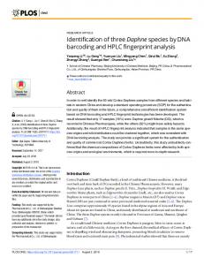 Identification of three Daphne species by DNA barcoding and ... - PLOS