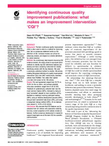 Identifying continuous quality improvement