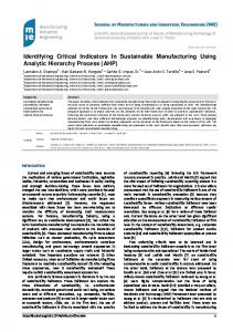 Identifying Critical Indicators In Sustainable Manufacturing Using ...