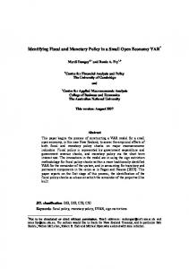 Identifying Fiscal and Monetary Policy in a Small Open ... - CiteSeerX