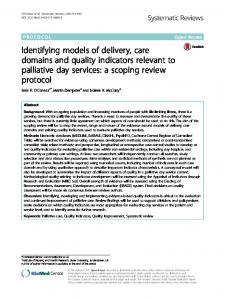 Identifying models of delivery, care domains and quality indicators ...