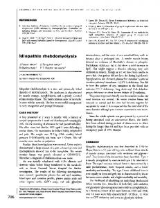 Idiopathic rhabdomyolysis - Europe PMC