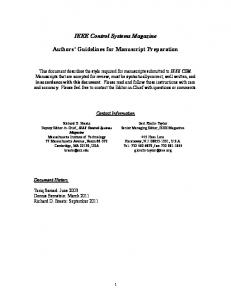 IEEE Control Systems Magazine Authors' Guidelines for Manuscript ...