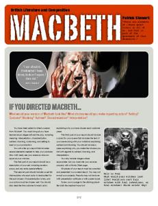 IF YOU DIRECTED MACBETH... - ubdeducators