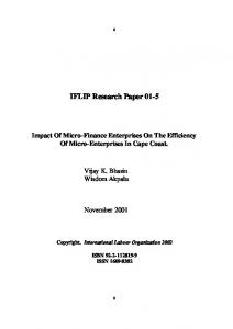 IFLIP Research Paper 01-5 Impact Of Micro-Finance Enterprises ... - ILO