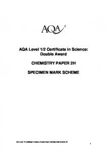 IGCSE SCIENCE CHEMISTRY Specimen Mark Scheme ... - AQA