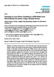 Immunity to Laser Power Variation in a DFB Diode Laser ... - MDPI