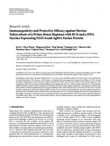 Immunogenicity and Protective Efficacy against Murine Tuberculosis of ...