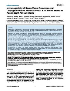 Immunogenicity of Seven-Valent Pneumococcal ... - CDC stacks