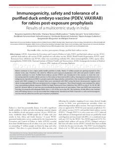 Immunogenicity, safety and tolerance of a purified ...