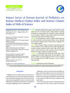 Impact factor of Korean Journal of Pediatrics on Korean Medical ...