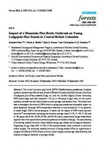 Impact of a Mountain Pine Beetle Outbreak on Young ... - MDPI