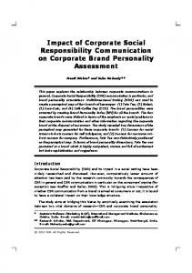 Impact of Corporate Social Responsibility Communication on ...