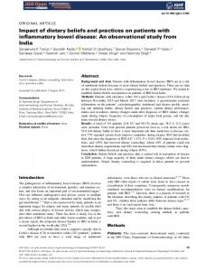 Impact of dietary beliefs and practices on ... - Wiley Online Library