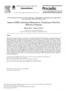 Impact of IFRS on Earnings Management - ScienceDirect