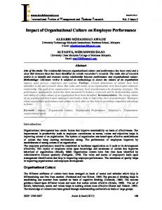 Impact of Organizational Culture on Employee Performance - irmbr