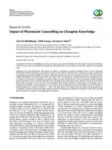 Impact of Pharmacist Counselling on Clozapine Knowledge