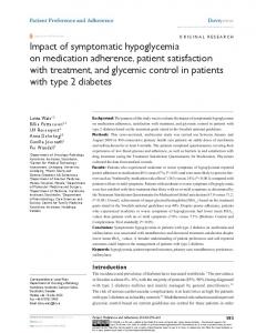 impact of symptomatic hypoglycemia on ... - Semantic Scholar