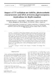 Impact of UV-radiation on viability, photosynthetic ... - Inter Research