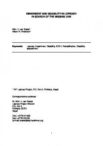 impairment and disability in leprosy