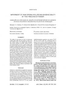 ImpaIrment of ram sperm-hyaluronan bIndIng abIlIty by the freezIng