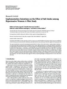 Implementation Intentions on the Effect of Salt Intake among ...