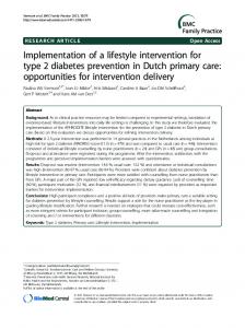 Implementation of a lifestyle intervention for type 2 ... - Springer Link