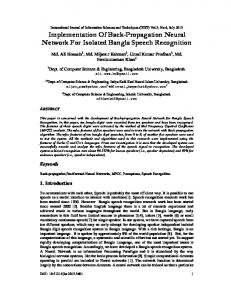 Implementation Of Back-Propagation Neural Network For