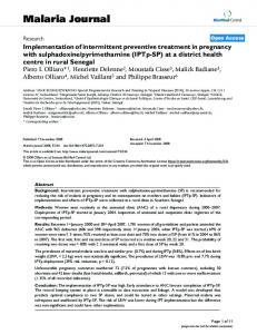 Implementation of intermittent preventive treatment in pregnancy with ...