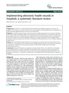 Implementing electronic health records in hospitals: a ... - CiteSeerX