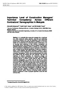 Importance Level of Construction Managers' Technical Competency ...