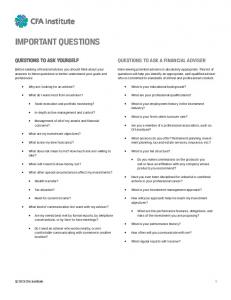 Important Questions to Ask Yourself - CFA Institute