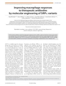 Improving macrophage responses to therapeutic antibodies by