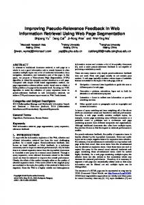 Improving Pseudo-Relevance Feedback in Web Information Retrieval